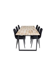 Matgrupp Cirebon med Polar matstolar, 200 × 90 cm