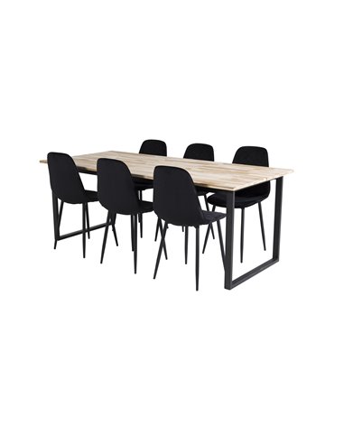 Matgrupp Cirebon med Polar matstolar, 200 × 90 cm