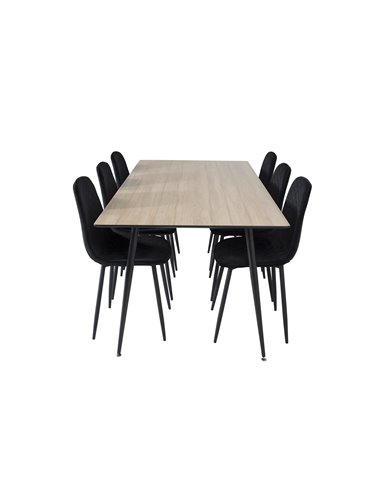 Matgrupp Silar med Polar matstolar, 180 × 90 cm