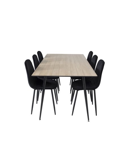 Matgrupp Silar med Polar matstolar, 180 × 90 cm