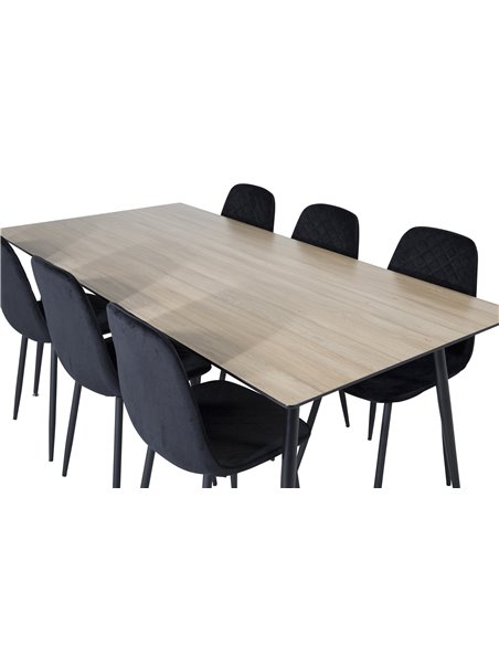 Matgrupp Silar med Polar matstolar, 180 × 90 cm