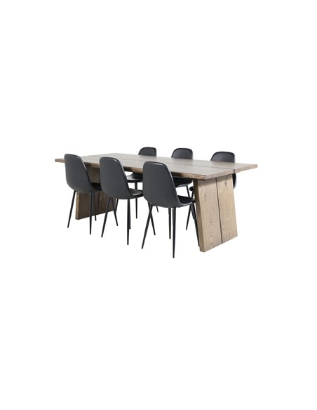 Matgrupp Logger med Polar matstolar, 210 × 100 cm