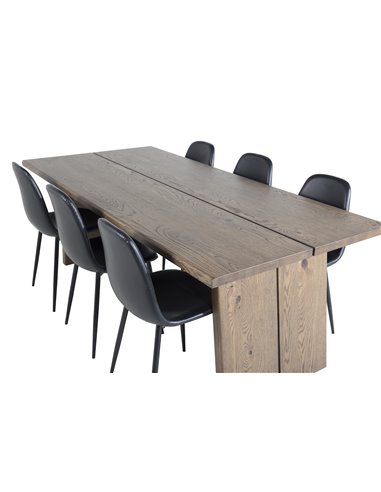 Matgrupp Logger med Polar matstolar, 210 × 100 cm