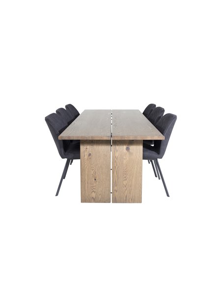Matgrupp Logger med Gemma matstolar, 210 × 100 cm