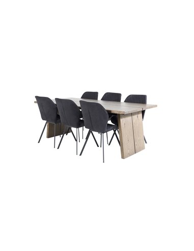 Matgrupp Logger med Gemma matstolar, 210 × 100 cm