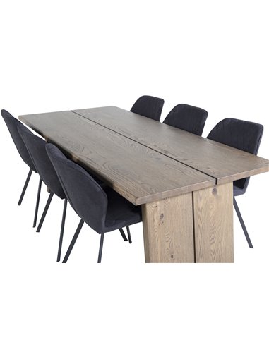 Matgrupp Logger med Gemma matstolar, 210 × 100 cm