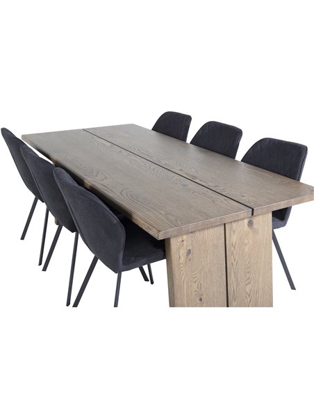 Matgrupp Logger med Gemma matstolar, 210 × 100 cm