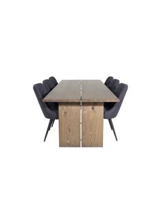 Matgrupp Logger med Velvet Deluxe matstolar, 210 × 100 cm