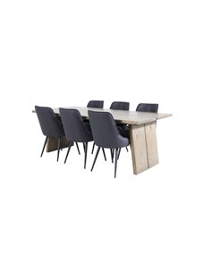 Matgrupp Logger med Velvet Deluxe matstolar, 210 × 100 cm 2