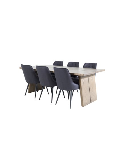 Matgrupp Logger med Velvet Deluxe matstolar, 210 × 100 cm