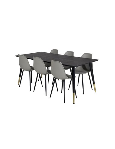 Matgrupp Dipp med Polar matstolar, 180 × 90 cm