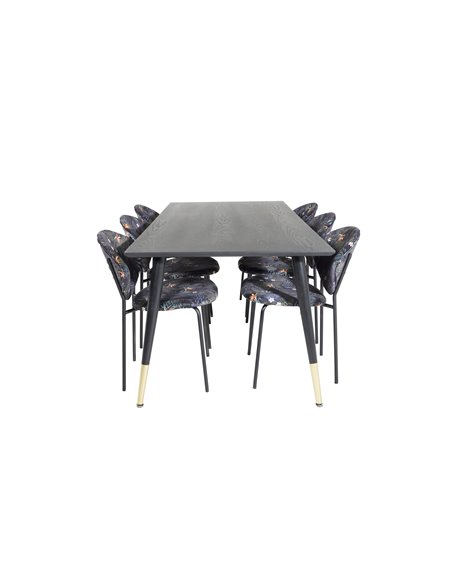 Matgrupp Dipp med Vault matstolar, 180 × 90 cm