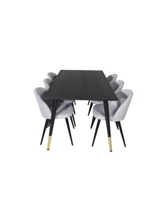 Matgrupp Dipp med Velvet matstolar, 180 × 90 cm