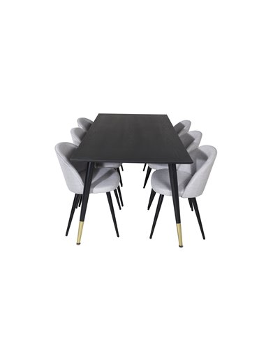 Matgrupp Dipp med Velvet matstolar, 180 × 90 cm