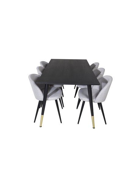Matgrupp Dipp med Velvet matstolar, 180 × 90 cm