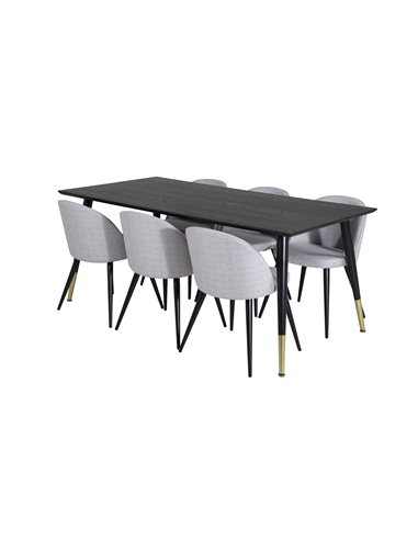 Matgrupp Dipp med Velvet matstolar, 180 × 90 cm