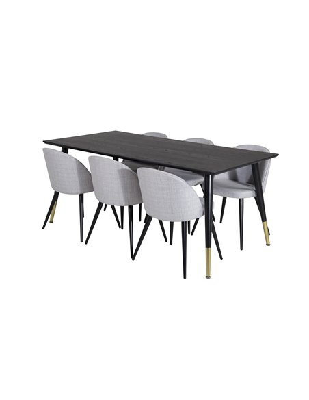 Matgrupp Dipp med Velvet matstolar, 180 × 90 cm