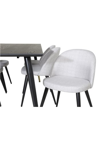 Matgrupp Dipp med Velvet matstolar, 180 × 90 cm