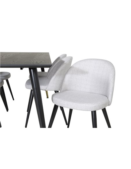 Matgrupp Dipp med Velvet matstolar, 180 × 90 cm