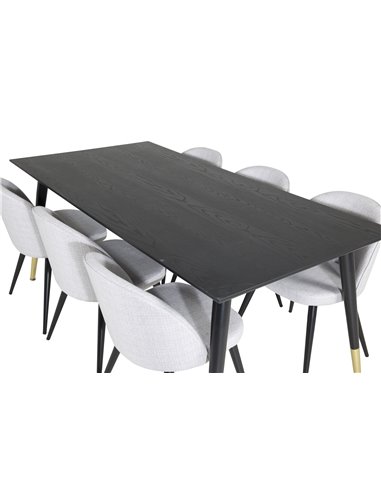 Matgrupp Dipp med Velvet matstolar, 180 × 90 cm