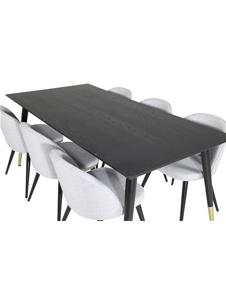 Matgrupp Dipp med Velvet matstolar, 180 × 90 cm