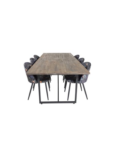Matgrupp Padang med Velvet matstolar, 250 × 100 cm