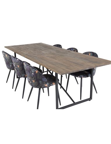 Matgrupp Padang med Velvet matstolar, 250 × 100 cm