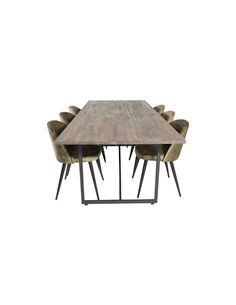 Matgrupp Padang med Velvet matstolar, 250 × 100 cm