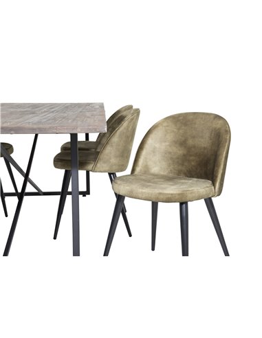 Matgrupp Padang med Velvet matstolar, 250 × 100 cm