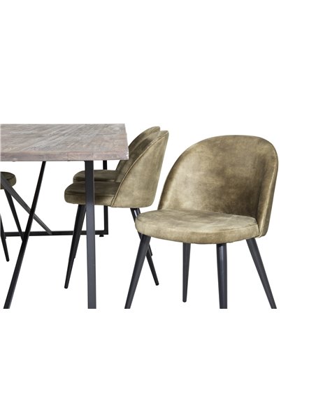 Matgrupp Padang med Velvet matstolar, 250 × 100 cm