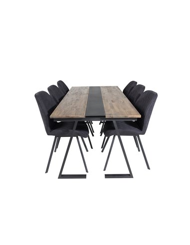 Matgrupp Jakarta med Gemma matstolar, 200 × 90 cm