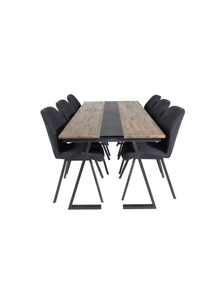 Matgrupp Jakarta med Gemma matstolar, 200 × 90 cm
