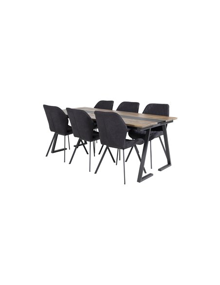 Matgrupp Jakarta med Gemma matstolar, 200 × 90 cm