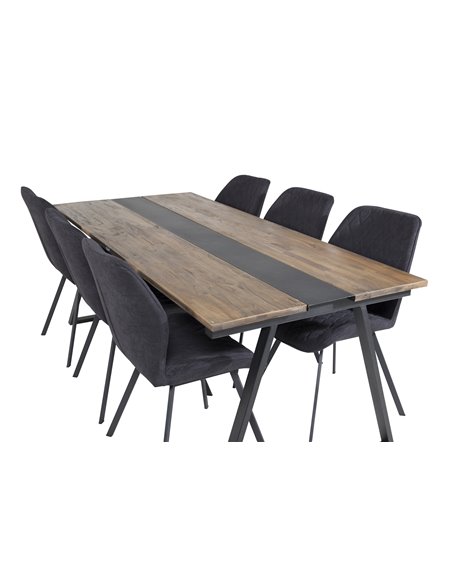 Matgrupp Jakarta med Gemma matstolar, 200 × 90 cm