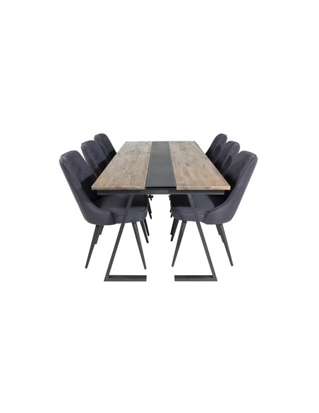 Matgrupp Jakarta med Velvet Deluxe matstolar, 200 × 90 cm
