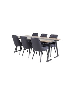 Matgrupp Jakarta med Velvet Deluxe matstolar, 200 × 90 cm 2