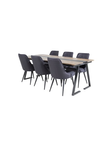Matgrupp Jakarta med Velvet Deluxe matstolar, 200 × 90 cm