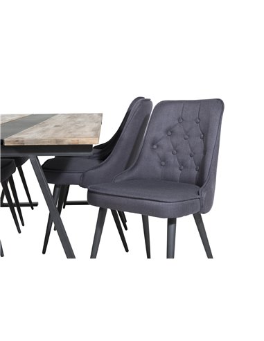 Matgrupp Jakarta med Velvet Deluxe matstolar, 200 × 90 cm