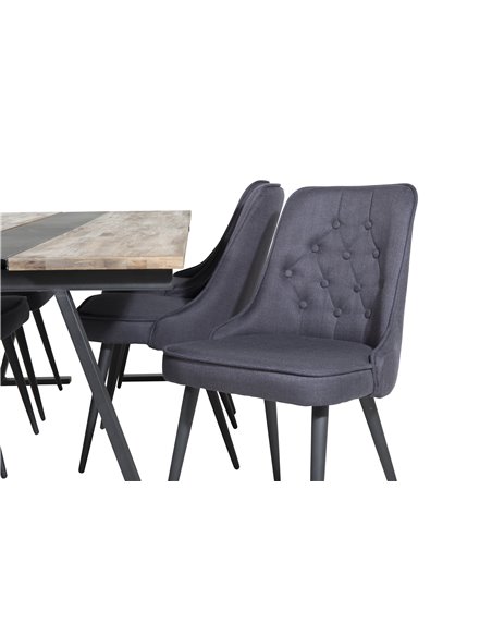 Matgrupp Jakarta med Velvet Deluxe matstolar, 200 × 90 cm