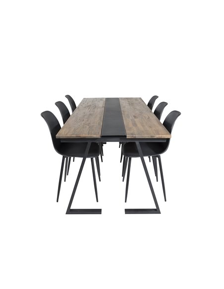Matgrupp Jakarta med Polar matstolar, 200 × 90 cm