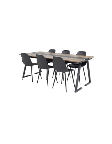 Matgrupp Jakarta med Polar matstolar, 200 × 90 cm