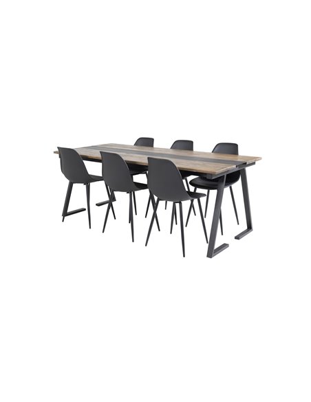 Matgrupp Jakarta med Polar matstolar, 200 × 90 cm