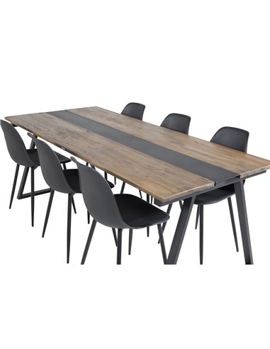 Matgrupp Jakarta med Polar matstolar, 200 × 90 cm