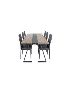 Matgrupp Jakarta med Slim matstolar, 200 × 90 cm