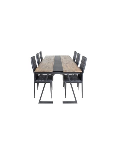 Matgrupp Jakarta med Slim matstolar, 200 × 90 cm