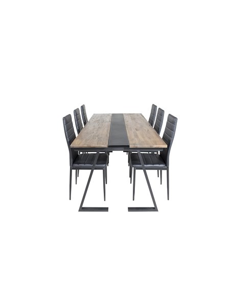 Matgrupp Jakarta med Slim matstolar, 200 × 90 cm