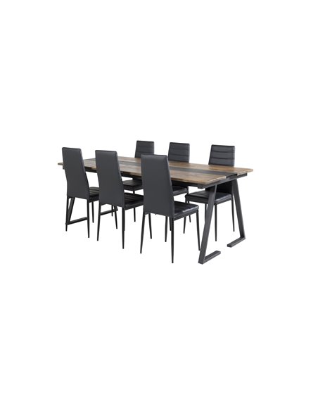 Matgrupp Jakarta med Slim matstolar, 200 × 90 cm