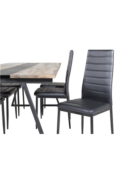 Matgrupp Jakarta med Slim matstolar, 200 × 90 cm