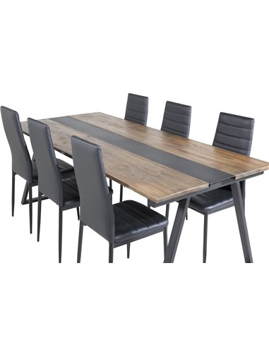 Matgrupp Jakarta med Slim matstolar, 200 × 90 cm