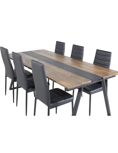 Matgrupp Jakarta med Slim matstolar, 200 × 90 cm
